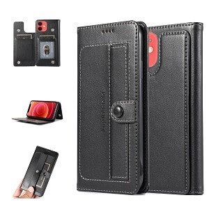 Apple iPhone 12 mini Wallet Case Flip Leather Card Slots Magnetic Stand Cover (Black) Apple iPhone 12 mini Wallet Case Flip Leather Card Slots Magnetic Stand Cover (Black)